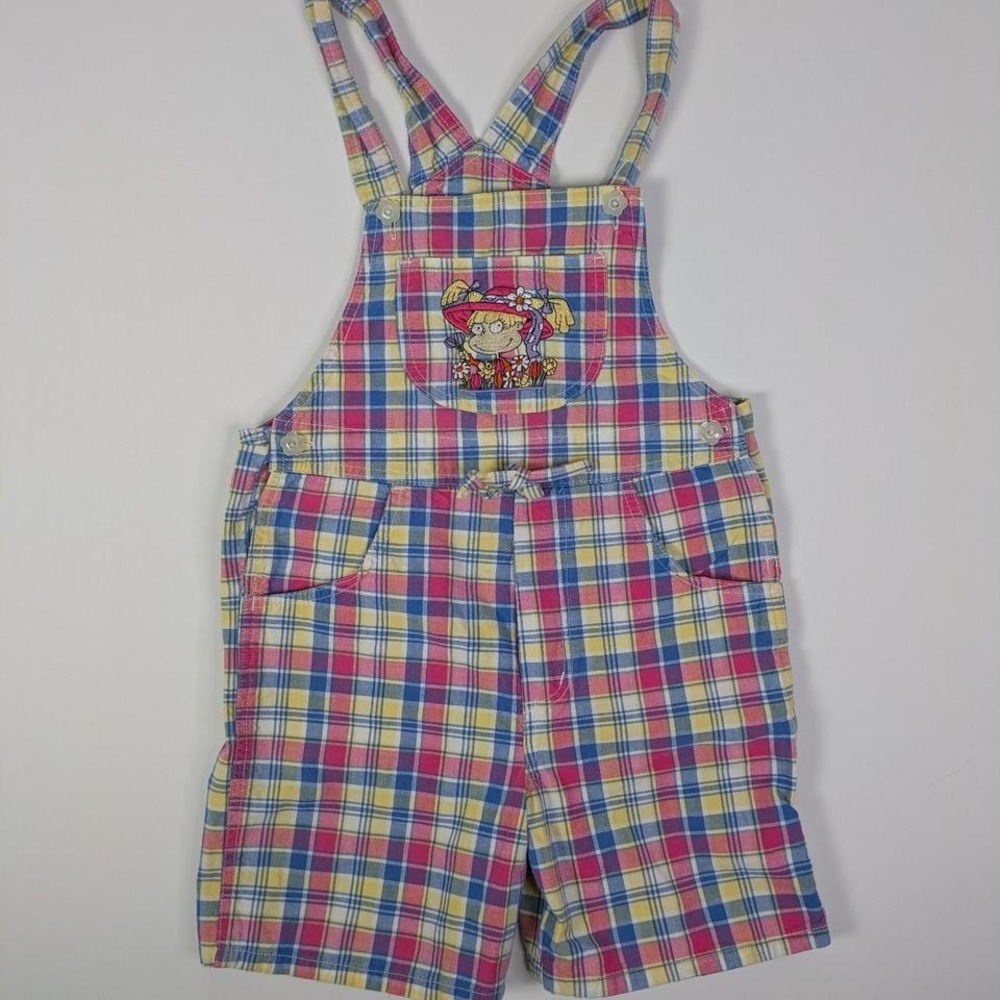 Vintage Rugrats Overalls Girls 7/8 Plaid Angelica 1999 Nickelodeon